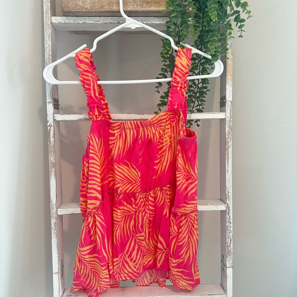 Pink Lily Vibrant Pink and Orange Blouse